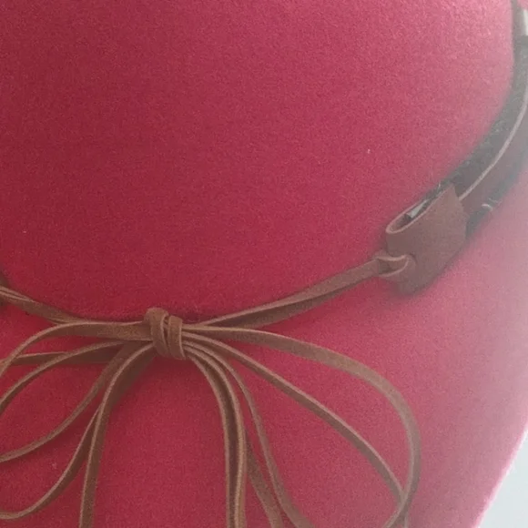 New Pink Unisex Western Cowboy Outback Boho Hat with Steer Head Tie Band - Picture 11 of 13